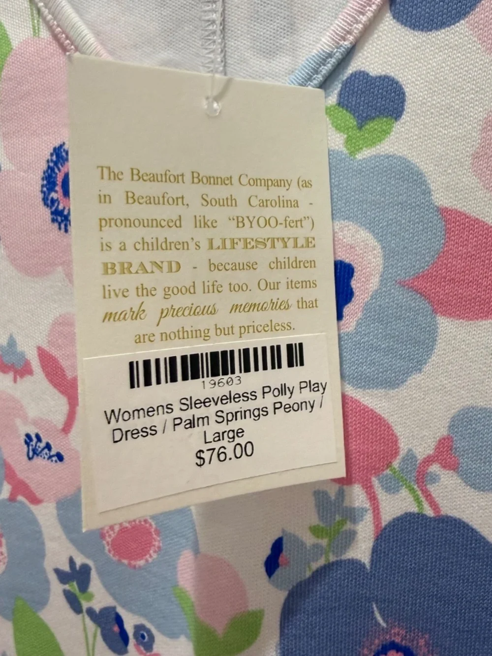 TBBC Women's Polly Play Dress, Palm Springs Peony, Size L NWT